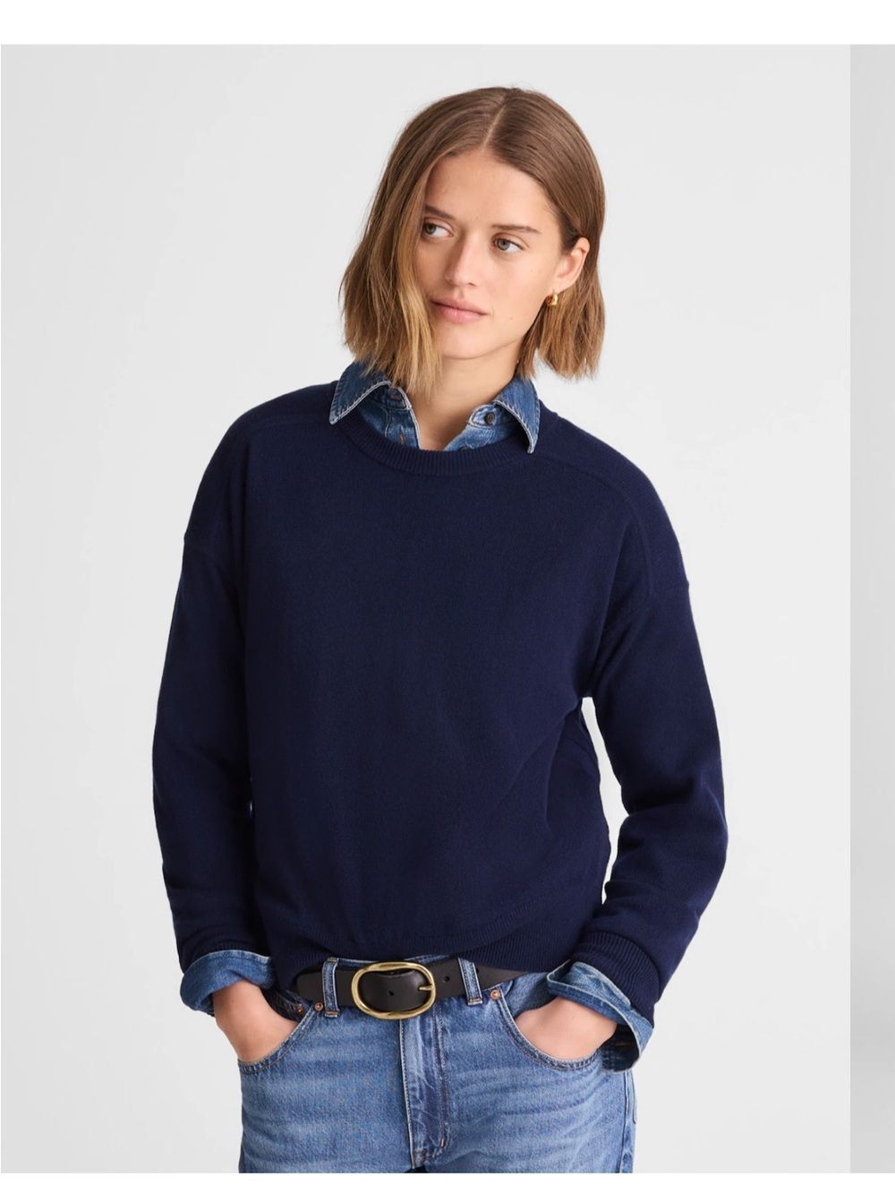 Madewell Navy Cashmere Crewneck Sweater Women's XL NWT 100% Cashmere